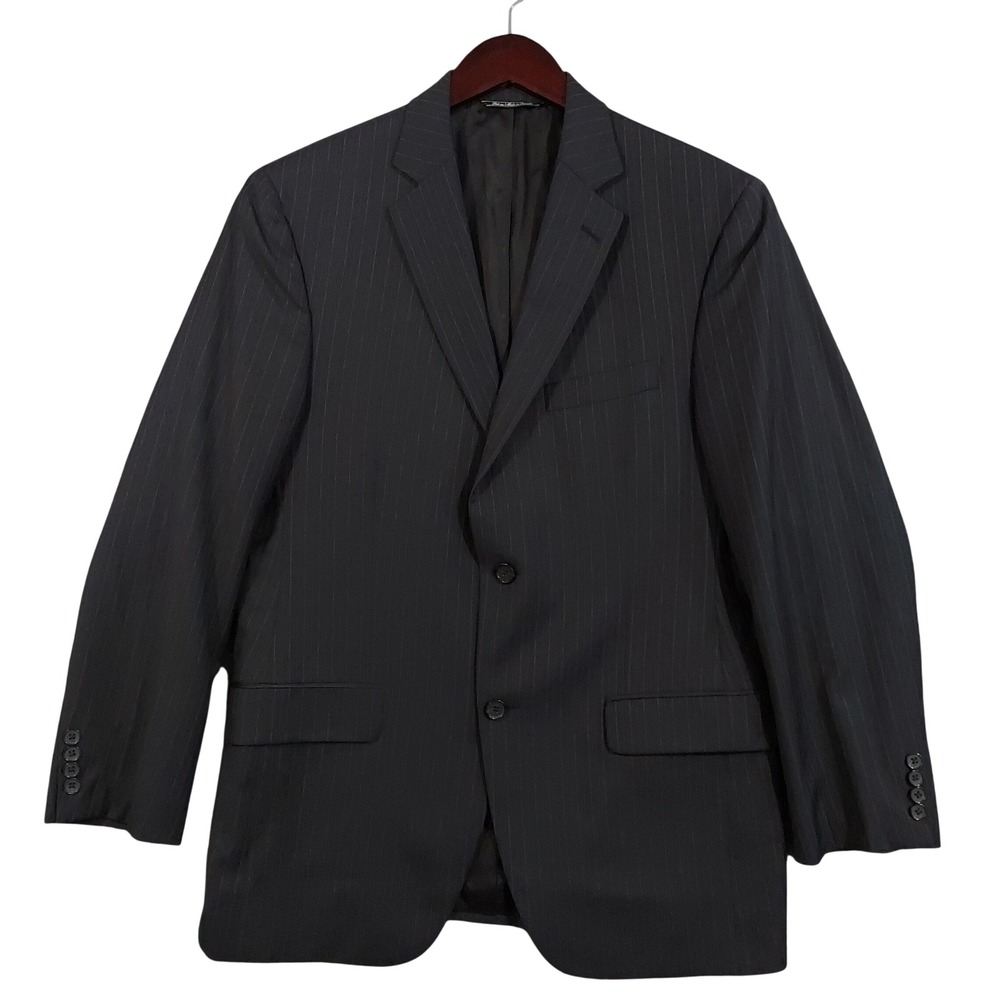 Jack Victor Blazer‎ Men 40R Navy Blue Pinstripe Wool Navona CT Made in Canada